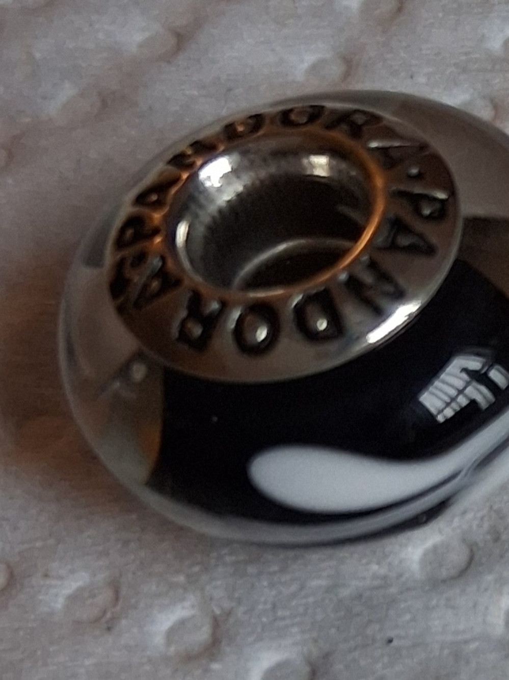 Pandora Black and White Swirl Murano Glass Charm